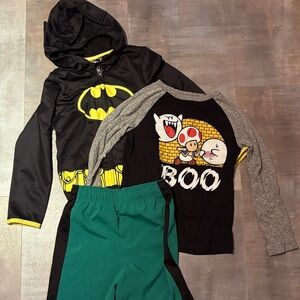 Jumping Beans Black and Yellow Superhero Hoodie with Green Pants
